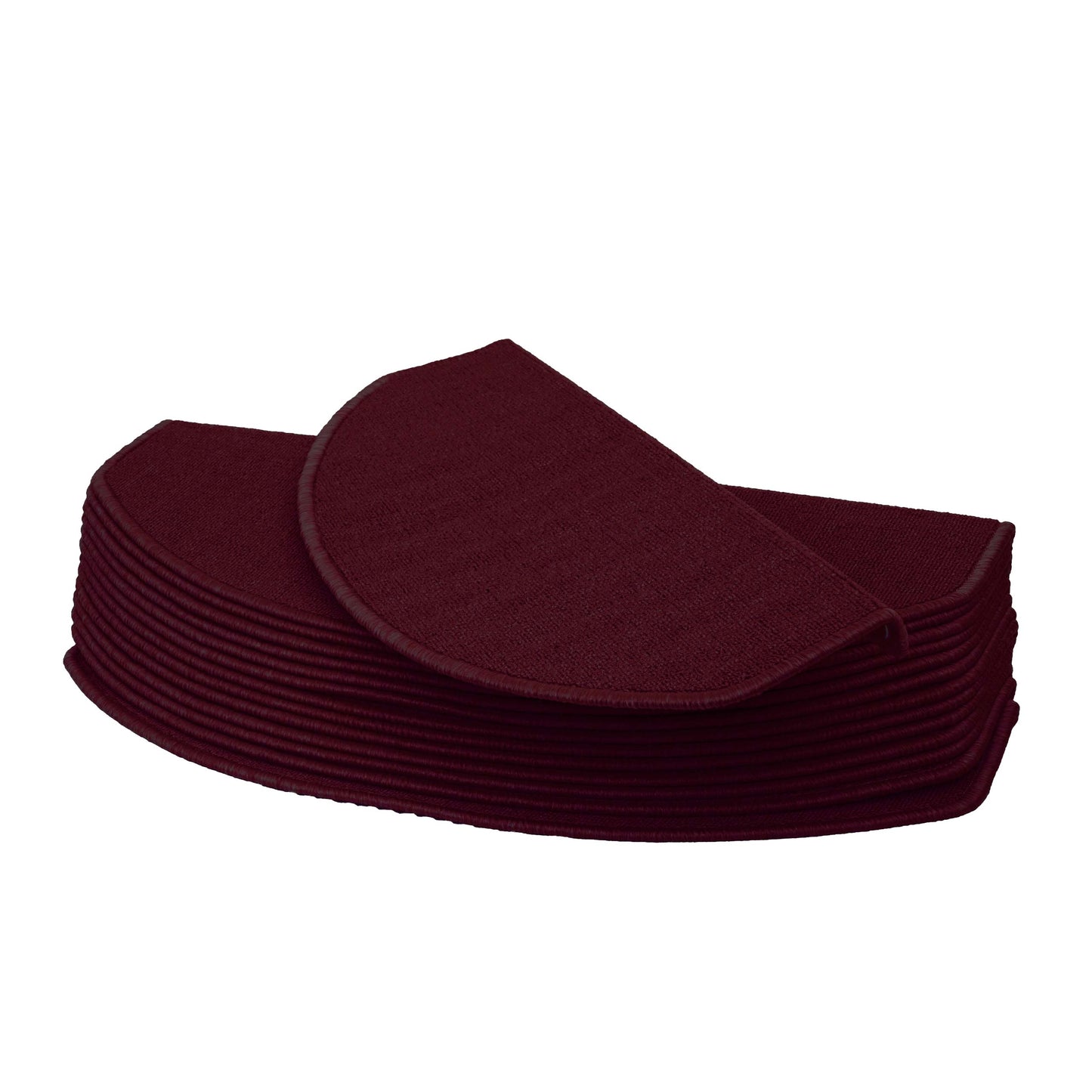 Cosmo Casa - Set van 15 trapmatten - Halfrond - Textiel - Bordeauxrood - 65×25 cm
