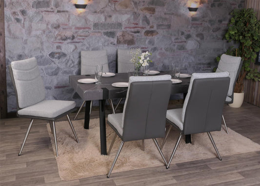 Cosmo Casa - Set van 2 Eetkamerstoelen - Stof & Kunstleer - Grijs