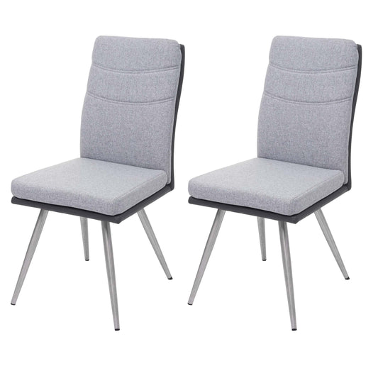 Cosmo Casa - Set van 2 Eetkamerstoelen - Stof & Kunstleer - Grijs