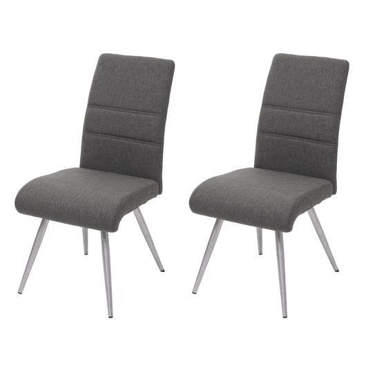 Cosmo Casa - Set van 2 Eetkamerstoelen - Armleuningen - Stof & Textiel - Grijsbruin