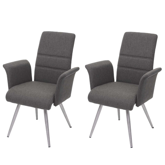Cosmo Casa - Set van 2 Eetkamerstoelen - Stof & Textiel - Grijsbruin