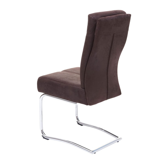 Cosmo Casa - Set van 2 Eetkamerstoelen - Cantilever - Textiel - Bruin