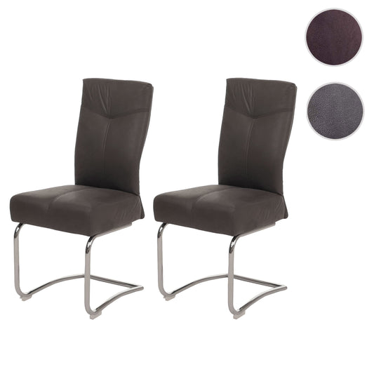 Cosmo Casa - Set van 2 Eetkamerstoelen - Cantilever - Textiel - Grijs