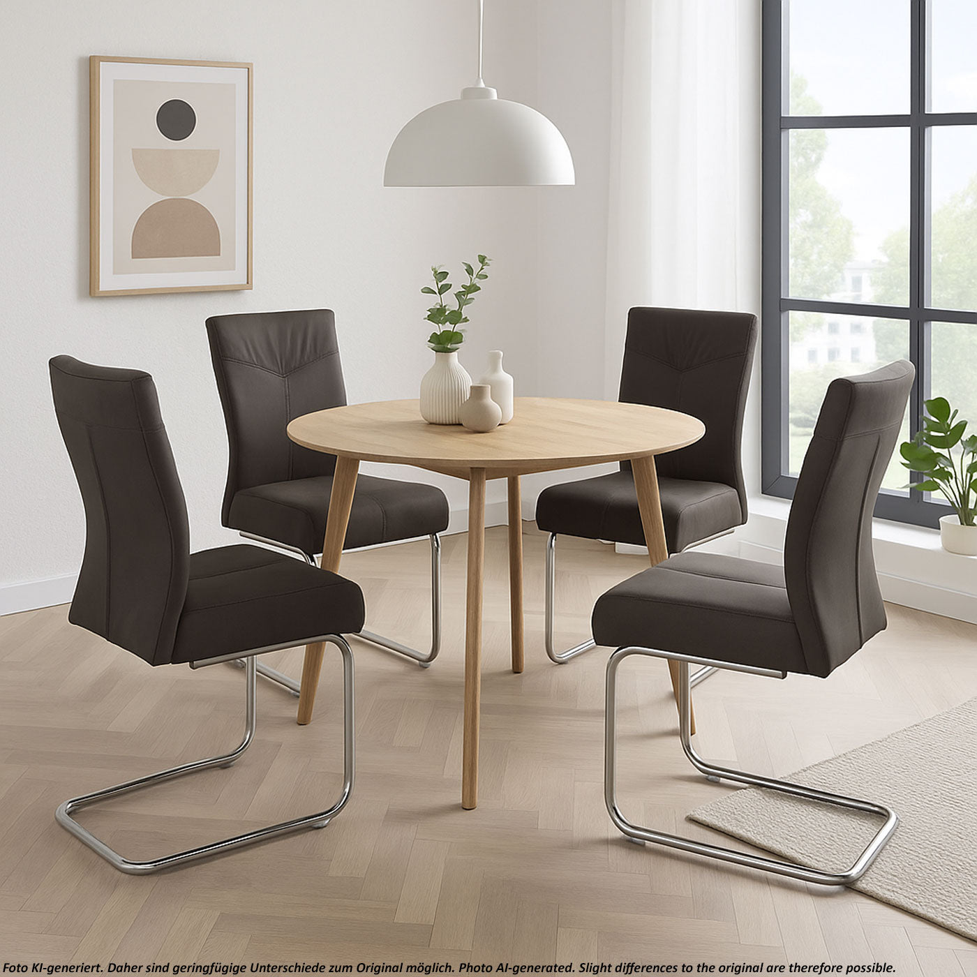 Cosmo Casa - Set van 2 Eetkamerstoelen - Cantilever - Textiel - Grijs