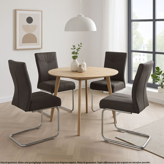 Cosmo Casa - Set van 2 Eetkamerstoelen - Cantilever - Textiel - Grijs