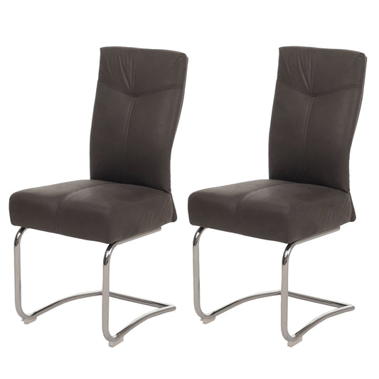 Cosmo Casa - Set van 2 Eetkamerstoelen - Cantilever - Textiel - Grijs