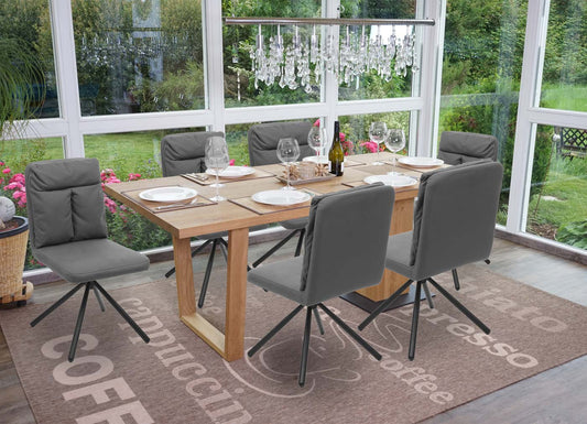 Cosmo Casa - Eetkamerstoel - Draaibaar - Textiel - Grijs