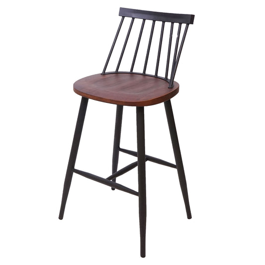 Cosmo Casa - Set van 2 Barkrukken - Retrodesign - Hout & Metaal - Vintage Bruin