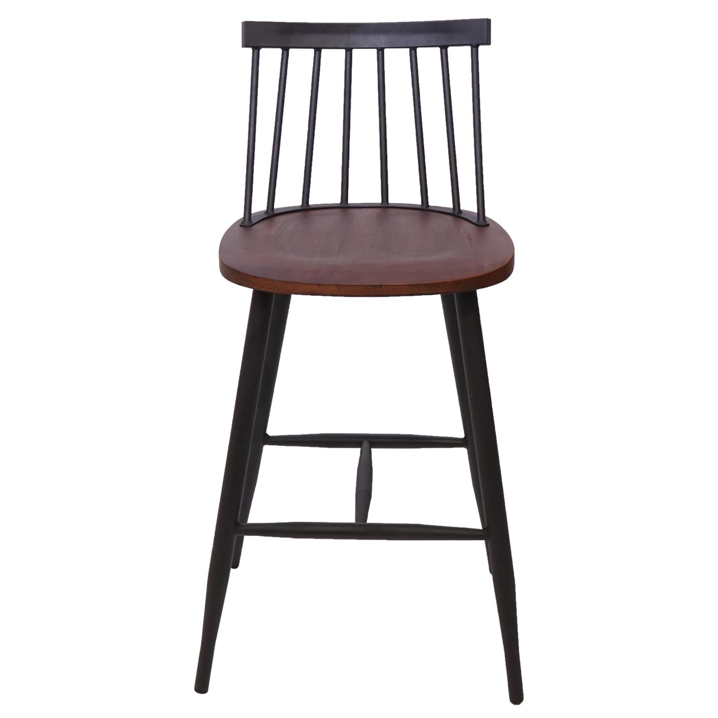 Cosmo Casa - Set van 2 Barkrukken - Retrodesign - Hout & Metaal - Vintage Bruin