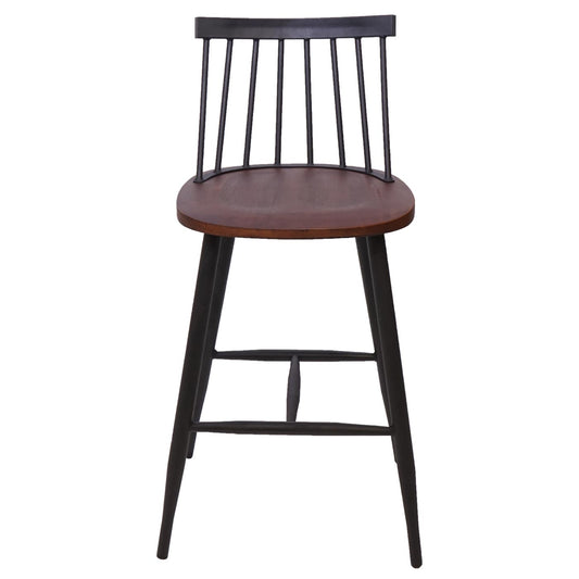 Cosmo Casa - Set van 2 Barkrukken - Retrodesign - Hout & Metaal - Vintage Bruin