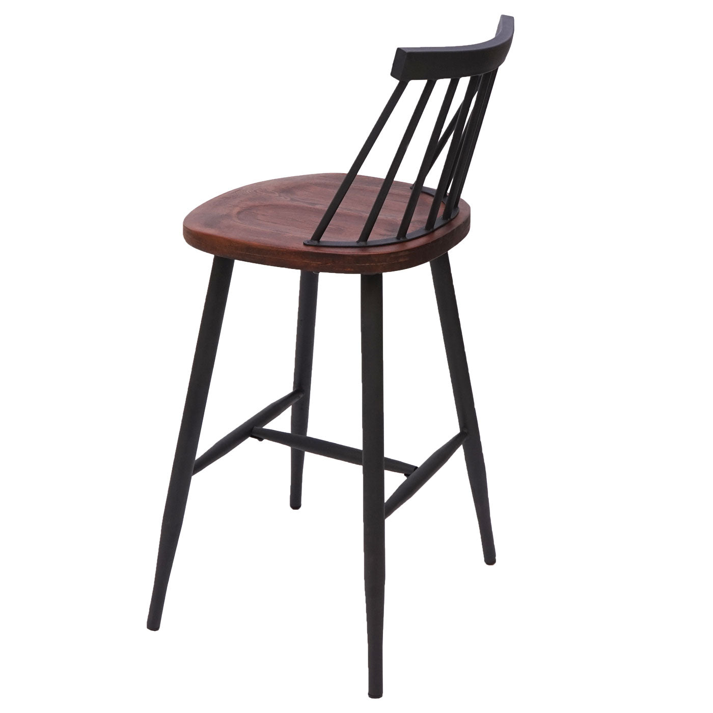 Cosmo Casa - Set van 2 Barkrukken - Retrodesign - Hout & Metaal - Vintage Bruin