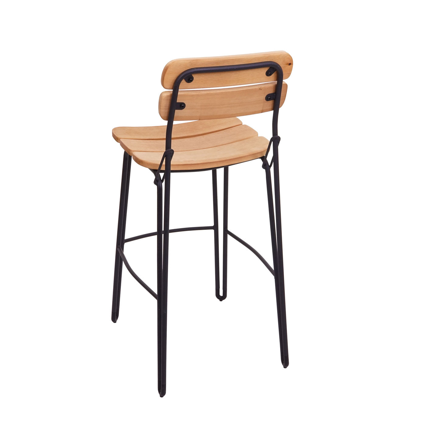 Cosmo Casa - Set van 2 Barkrukken - Industrieel - Metaal & Hout - Natuurlijk bruin