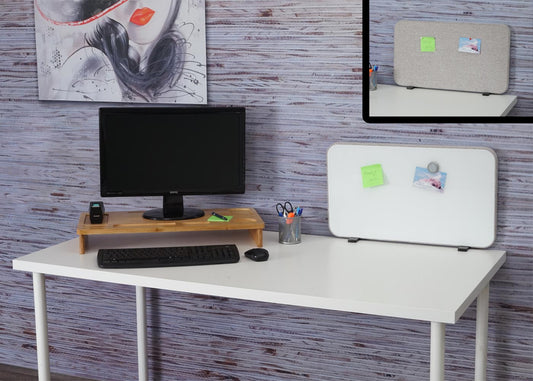 Cosmo Casa - Whiteboardtafel - Magneetbord - Textiel - Grijs - 60×35 cm