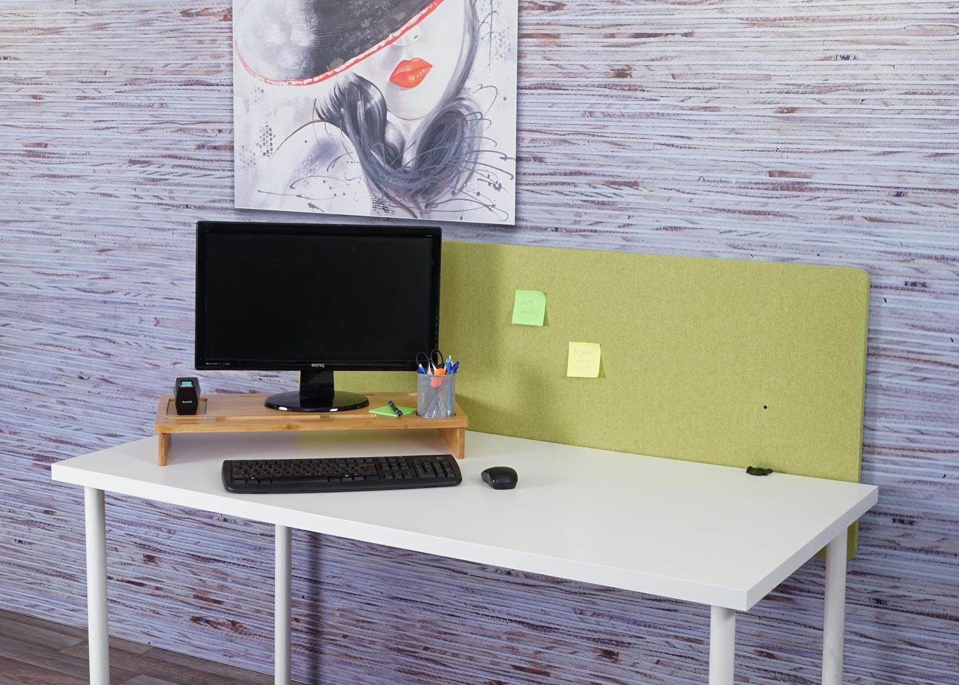 Cosmo Casa - Akoestische Tafelafscheiding - Privacyscherm & Prikbord - Stoftextiel - 60×160 cm - Groen