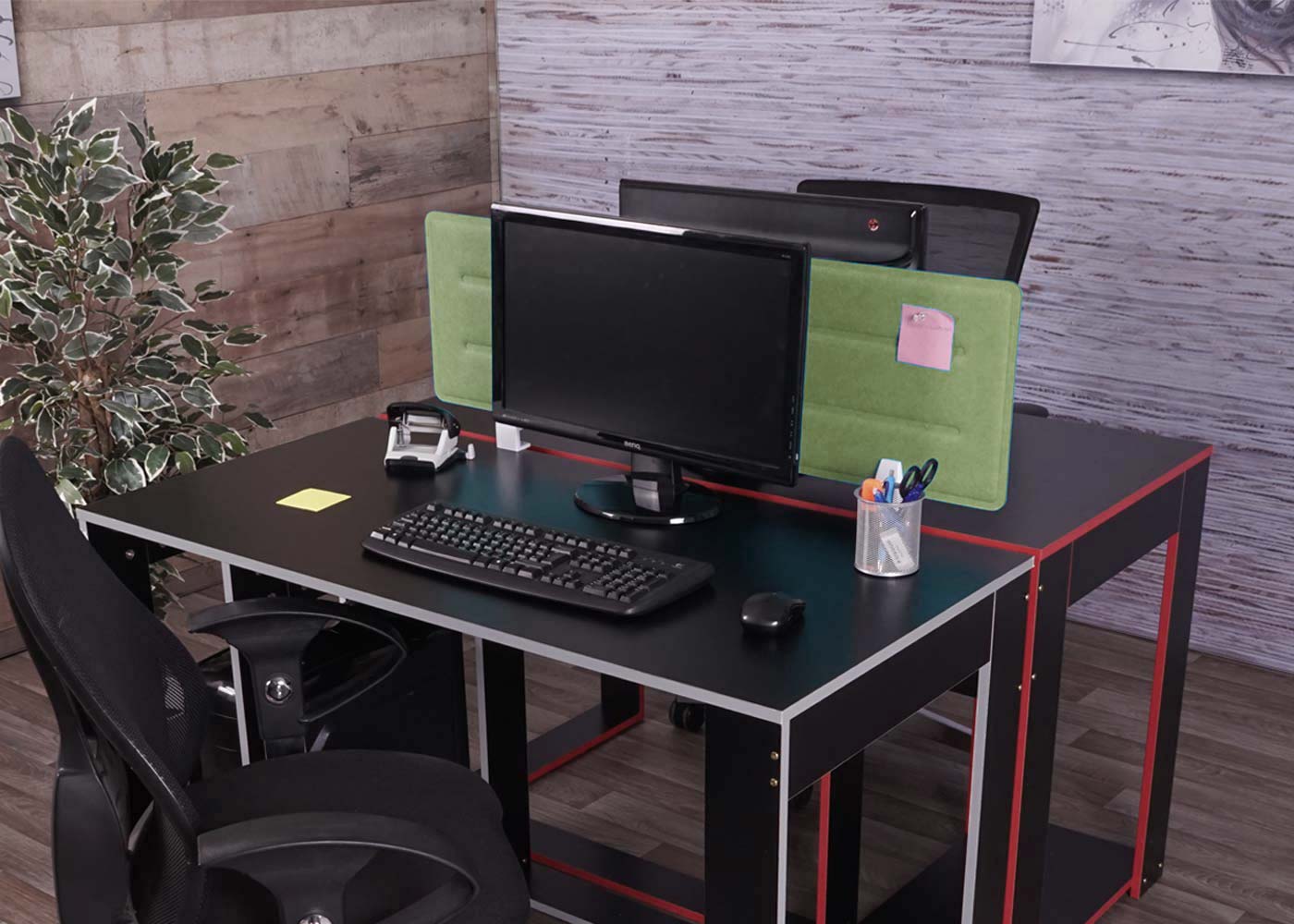 Cosmo Casa - Tafelafscheiding - Privacyscherm & Bureauprikbord - Stoftextiel - 100×30 cm - Groen