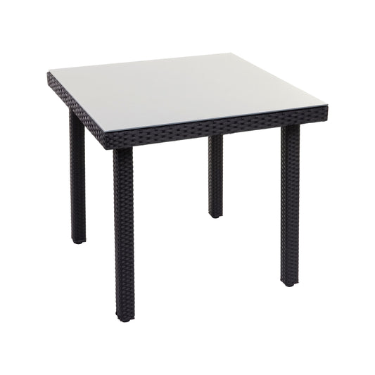 Cosmo Casa - Tuintafel - Glazen blad - Polyrotan - Zwart - 80×80 cm