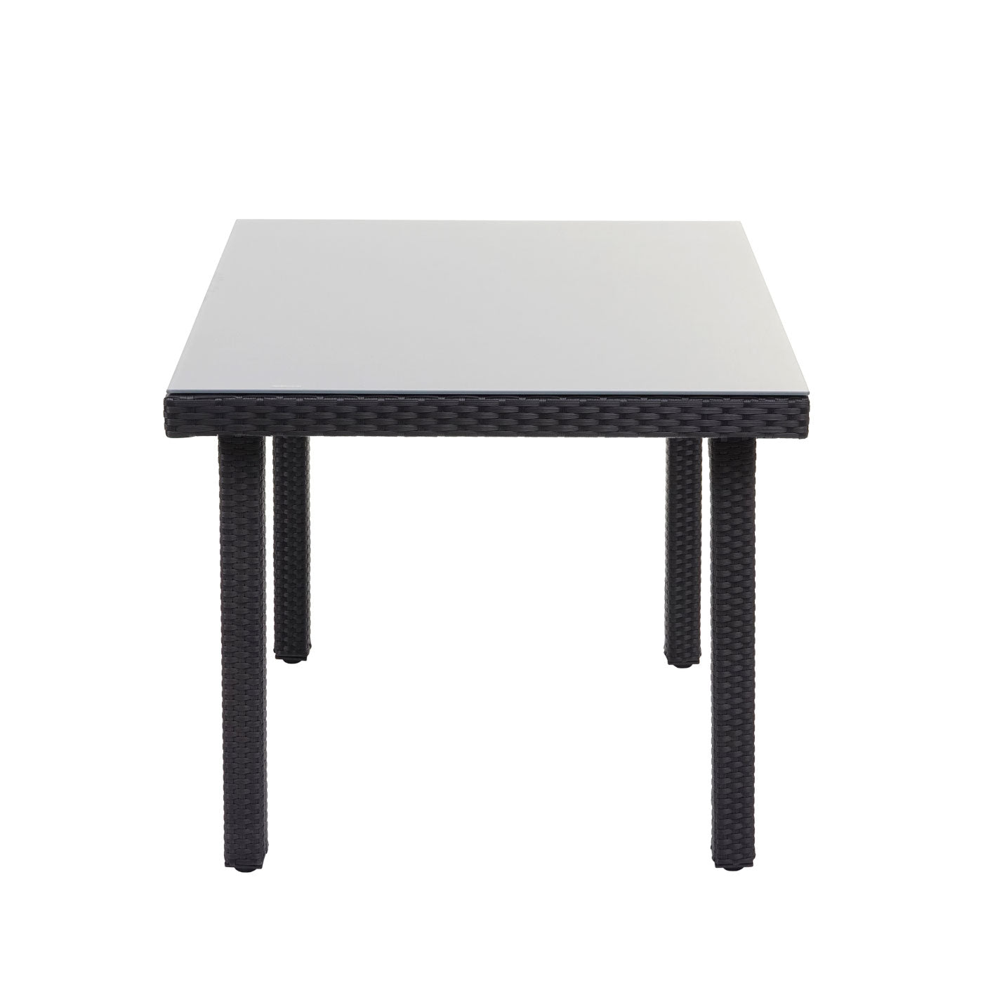Cosmo Casa - Tuintafel - Glazen blad - Polyrotan - Zwart - 80×80 cm