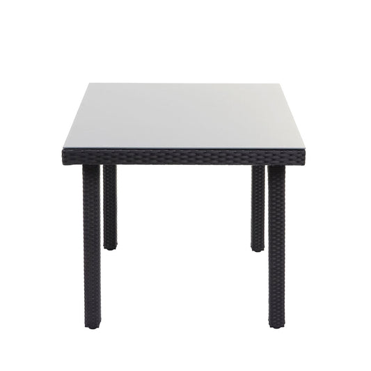 Cosmo Casa - Tuintafel - Glazen blad - Polyrotan - Zwart - 80×80 cm