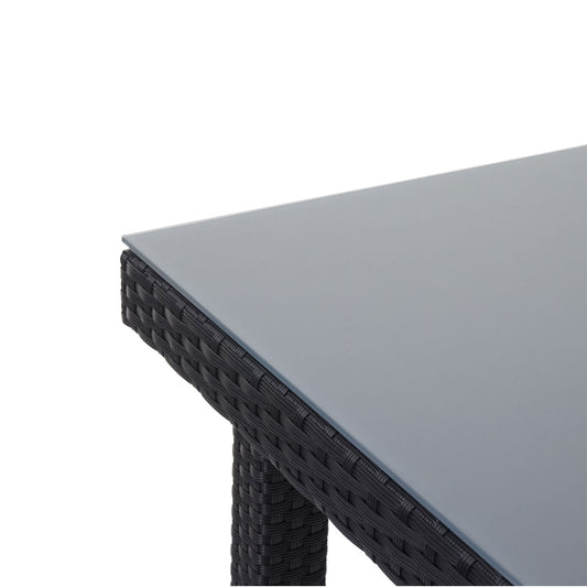 Cosmo Casa - Tuintafel - Glazen blad - Polyrotan - Zwart - 80×80 cm