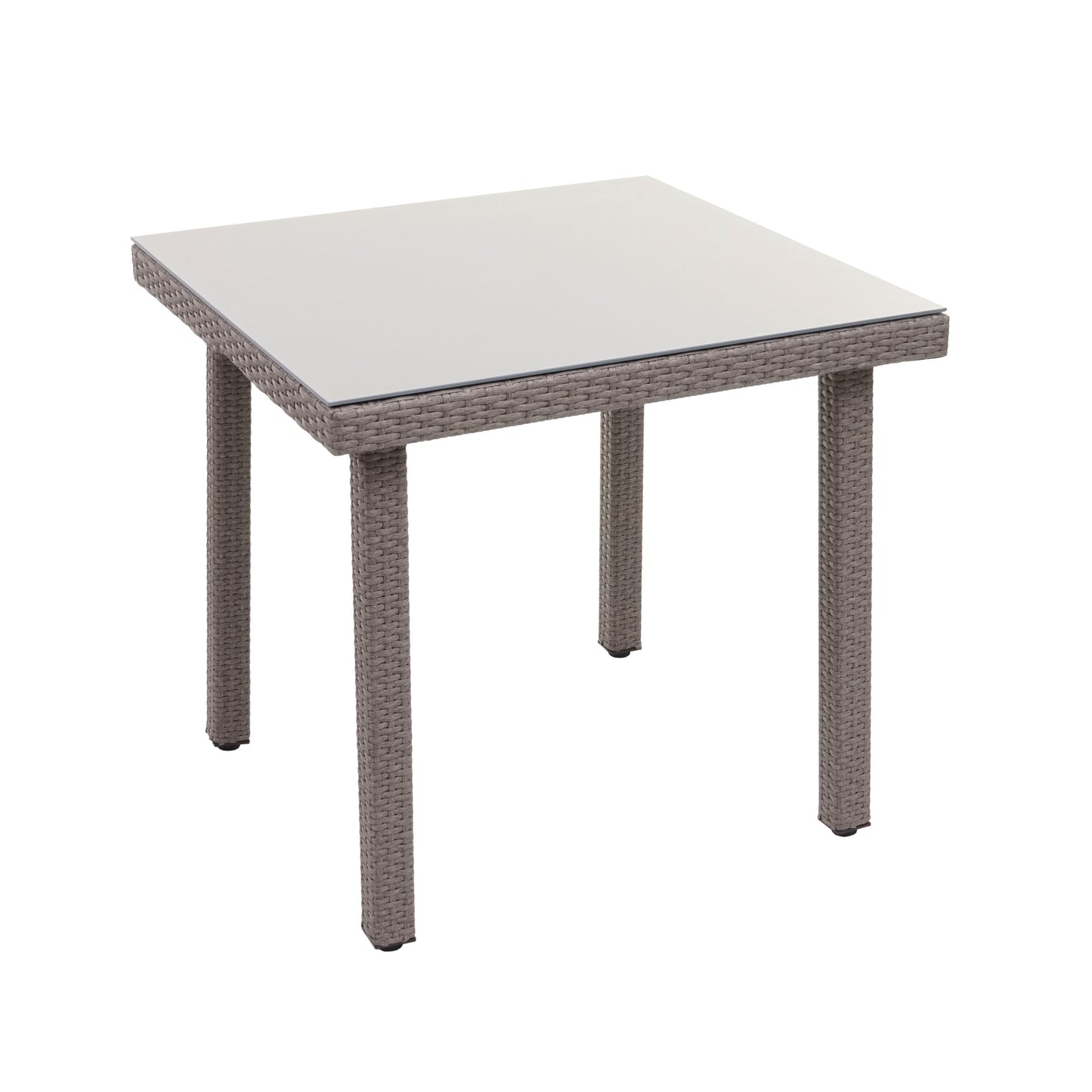 Cosmo Casa - Tuintafel - Glazen blad - Polyrotan - Bruin - 80×80 cm