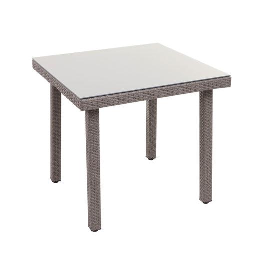 Cosmo Casa - Tuintafel - Glazen blad - Polyrotan - Bruin - 80×80 cm