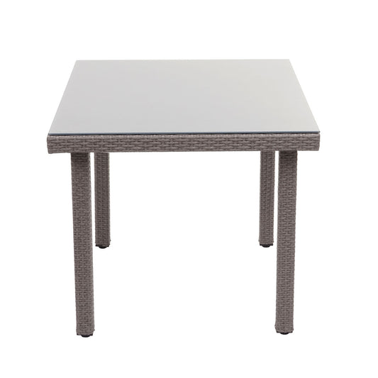 Cosmo Casa - Tuintafel - Glazen blad - Polyrotan - Bruin - 80×80 cm
