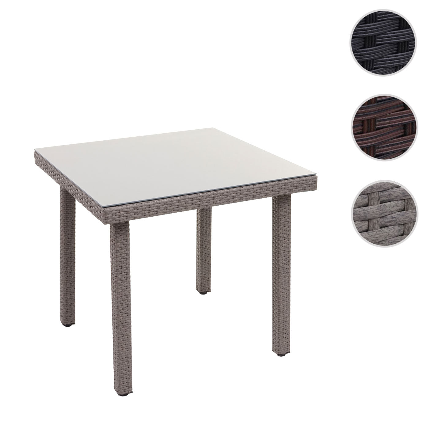 Cosmo Casa - Tuintafel - Glazen blad - Polyrotan - Bruin - 80×80 cm