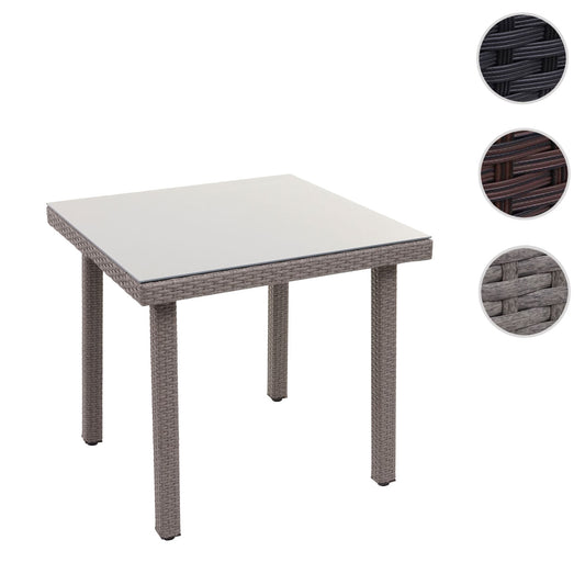 Cosmo Casa - Tuintafel - Glazen blad - Polyrotan - Bruin - 80×80 cm