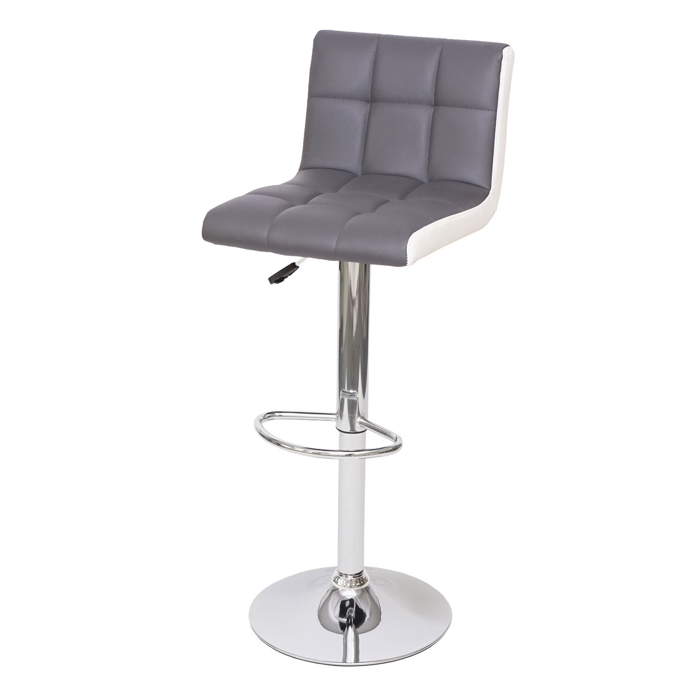 Cosmo Casa - Set van 2 Barkrukken - Verstelbaar - Kunstleer - Grijs-wit