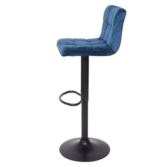 Cosmo Casa - Set van 2 Barkrukken - Verstelbaar - Fluweel - Petrolblauw