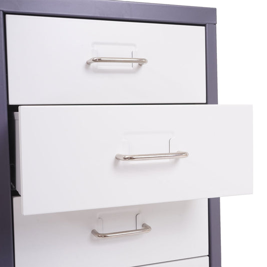 Cosmo Casa - Boston Mobiele Kast - Stalen Ladekast - 69x28x41cm - 5 Laden - Donkergrijs Wit