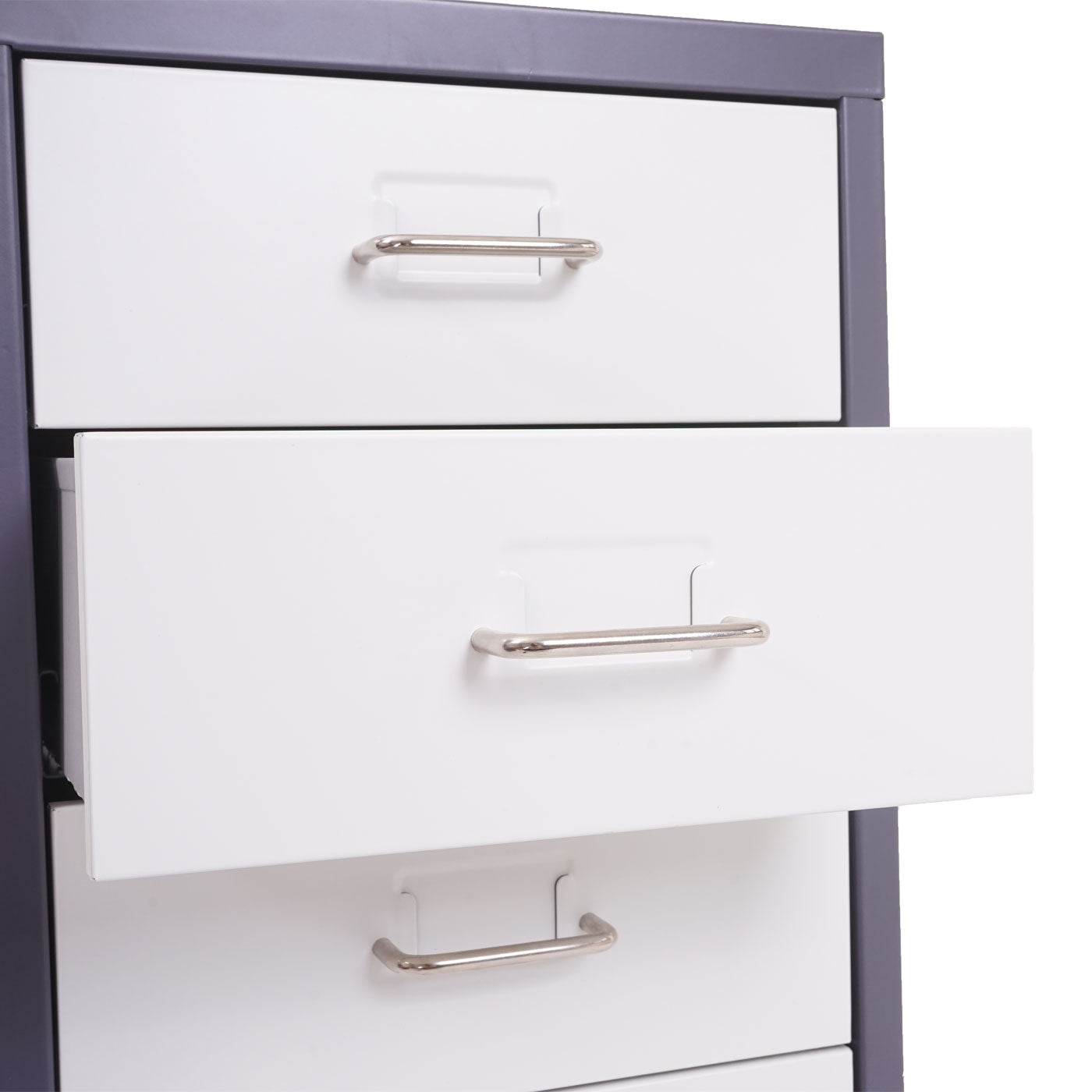 Cosmo Casa - Boston Mobiele Kast - Stalen Ladenkast - 110x28x41cm - 8 Laden - Donkergrijs Wit