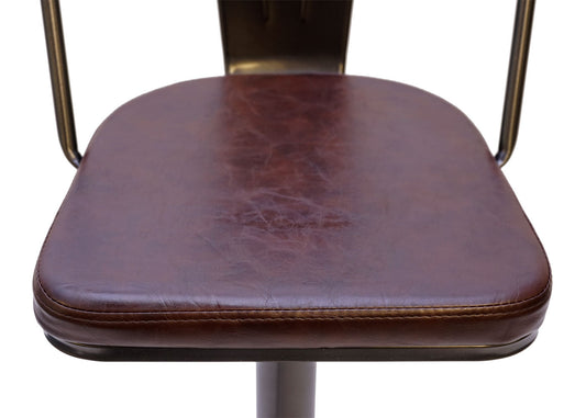 Cosmo Casa - Set van 2 Barkrukken - Verstelbaar - Kunstleer - Vintage bruin