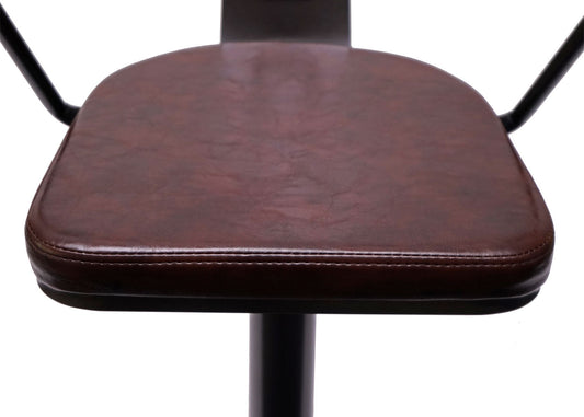 Cosmo Casa - Set van 2 Barkrukken - Verstelbaar - Kunstleer - Vintage zwartbruin