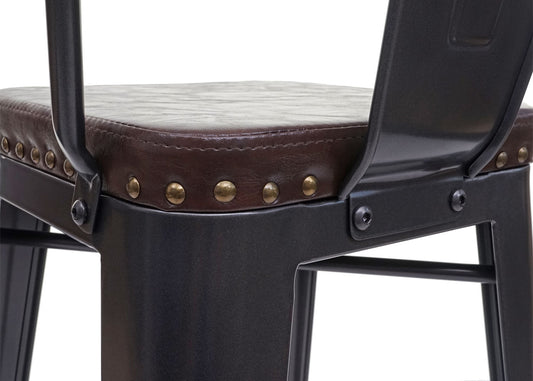 Cosmo Casa - Set van 2 Barkrukken - Chesterfield - Kunstleer - Zwartbruin