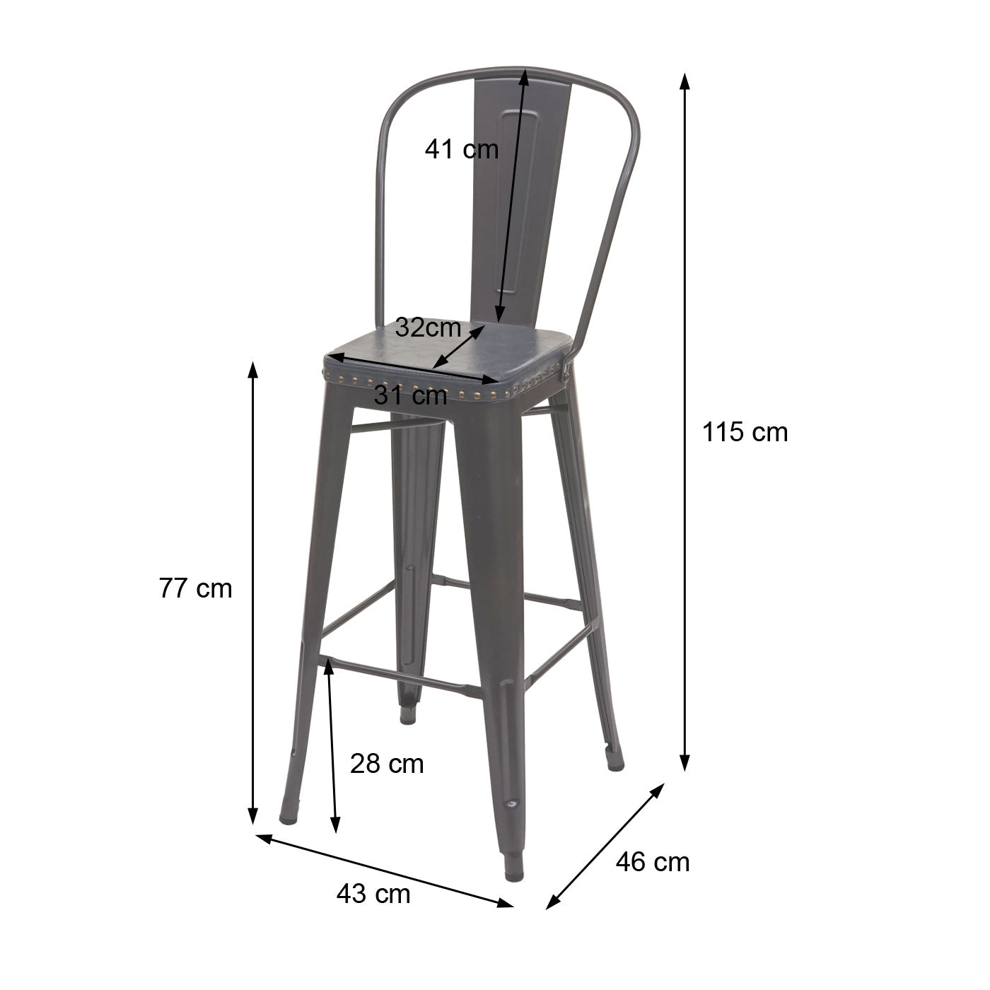 Cosmo Casa - Set van 2 Barkrukken - Chesterfield - Kunstleer - Zwartbruin