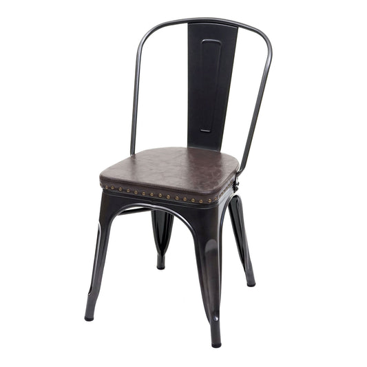 Cosmo Casa - Set van 2 Eetkamerstoelen - Chesterfield - Kunstleer - Zwartbruin