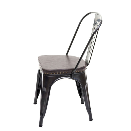 Cosmo Casa - Set van 2 Eetkamerstoelen - Chesterfield - Kunstleer - Zwartbruin