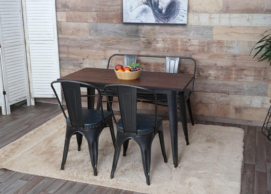 Cosmo Casa - Set van 2 Eetkamerstoelen - Chesterfield - Kunstleer - Zwartgrijs