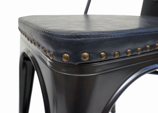 Cosmo Casa - Set van 2 Eetkamerstoelen - Chesterfield - Kunstleer - Zwartgrijs