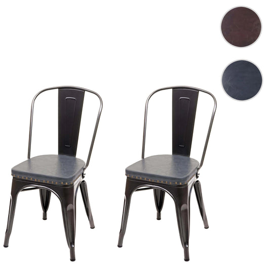 Cosmo Casa - Set van 2 Eetkamerstoelen - Chesterfield - Kunstleer - Zwartgrijs