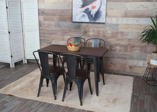 Cosmo Casa - Set van 4 Eetkamerstoelen - Chesterfield - Kunstleer - Zwartbruin