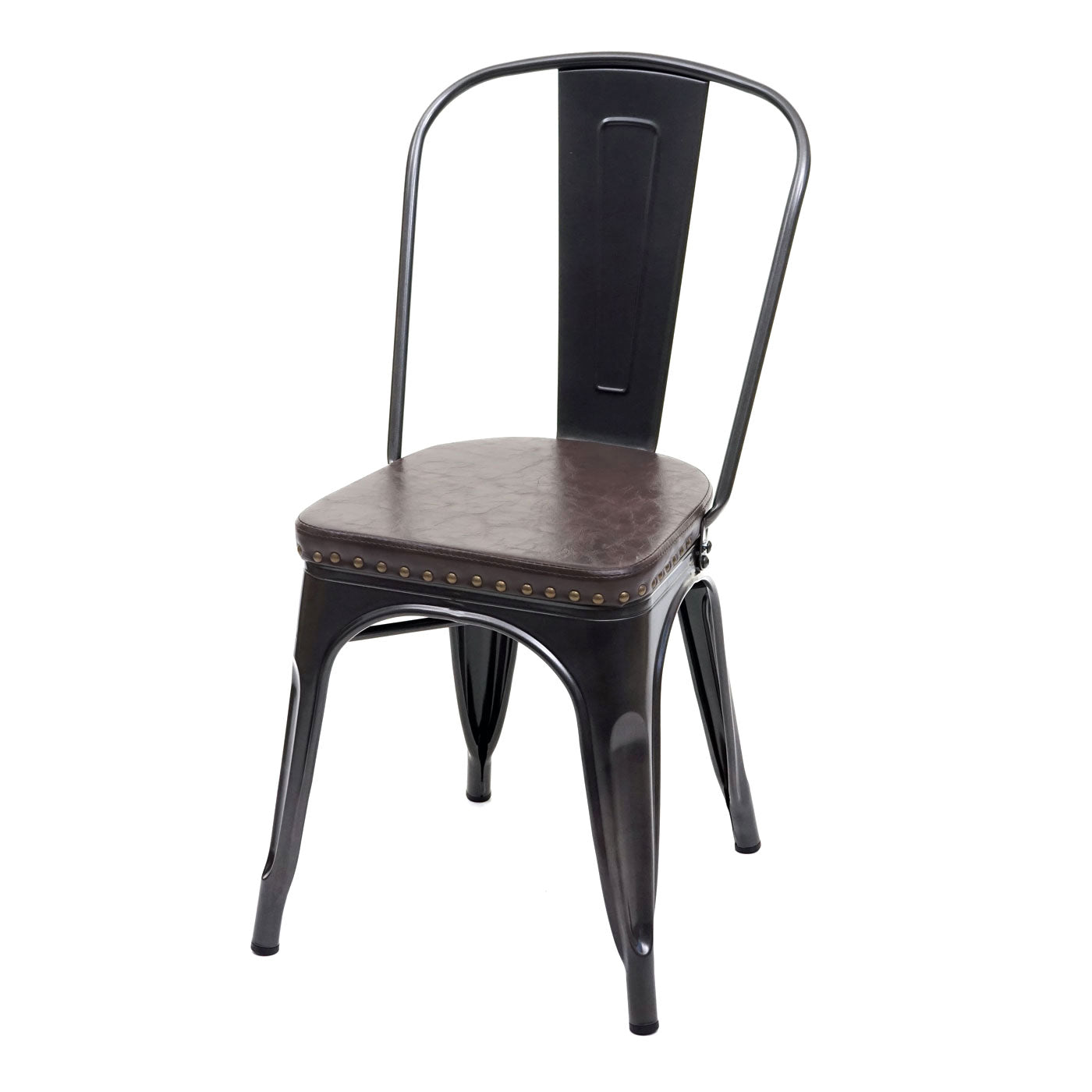 Cosmo Casa - Set van 4 Eetkamerstoelen - Chesterfield - Kunstleer - Zwartbruin