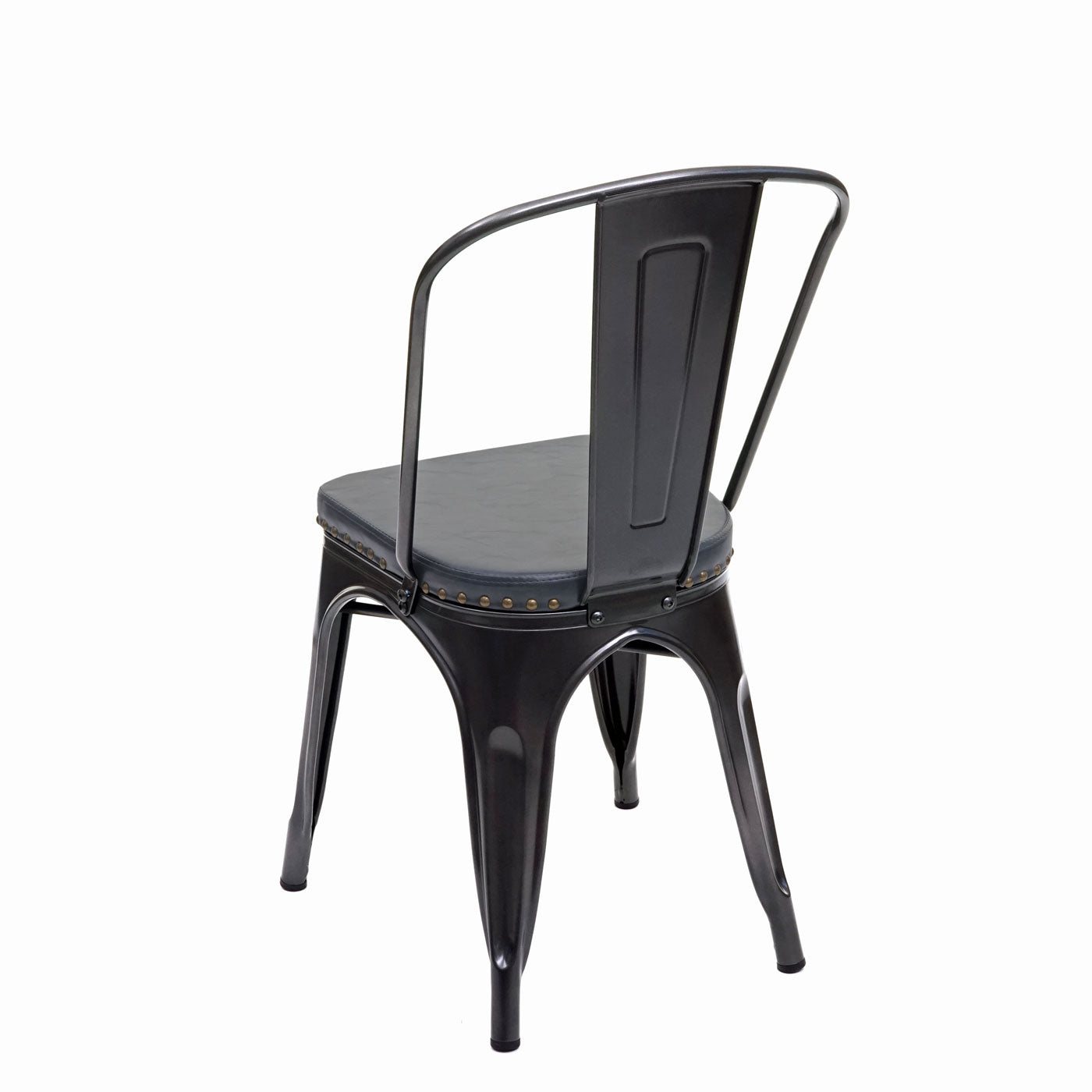Cosmo Casa - Set van 4 Eetkamerstoelen - Chesterfield - Kunstleer - Zwartgrijs