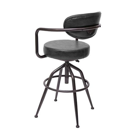 Cosmo Casa - Barkruk - Verstelbaar - Suèdelook - Vintage grijs