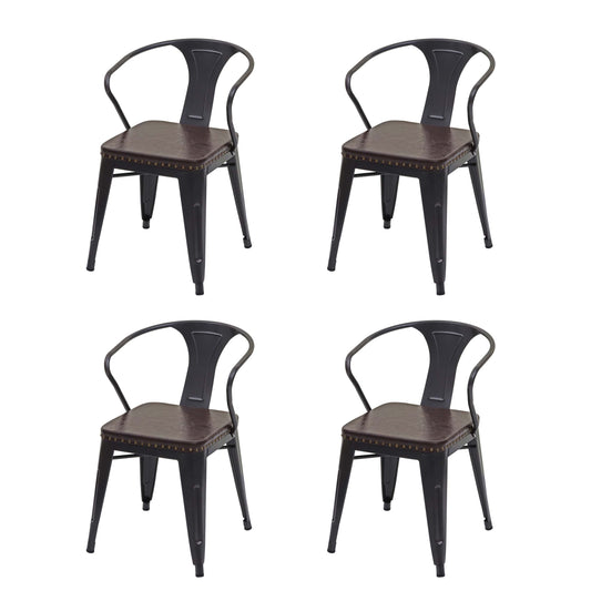 Cosmo Casa - Set van 4 Eetkamerstoelen - Chesterfield - Kunstleer - Zwartbruin