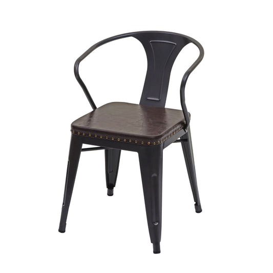 Cosmo Casa - Set van 4 Eetkamerstoelen - Chesterfield - Kunstleer - Zwartbruin