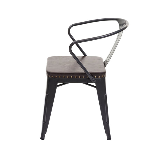 Cosmo Casa - Set van 4 Eetkamerstoelen - Chesterfield - Kunstleer - Zwartbruin