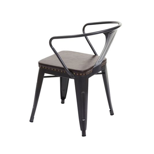 Cosmo Casa - Set van 4 Eetkamerstoelen - Chesterfield - Kunstleer - Zwartbruin
