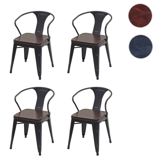 Cosmo Casa - Set van 4 Eetkamerstoelen - Chesterfield - Kunstleer - Zwartbruin